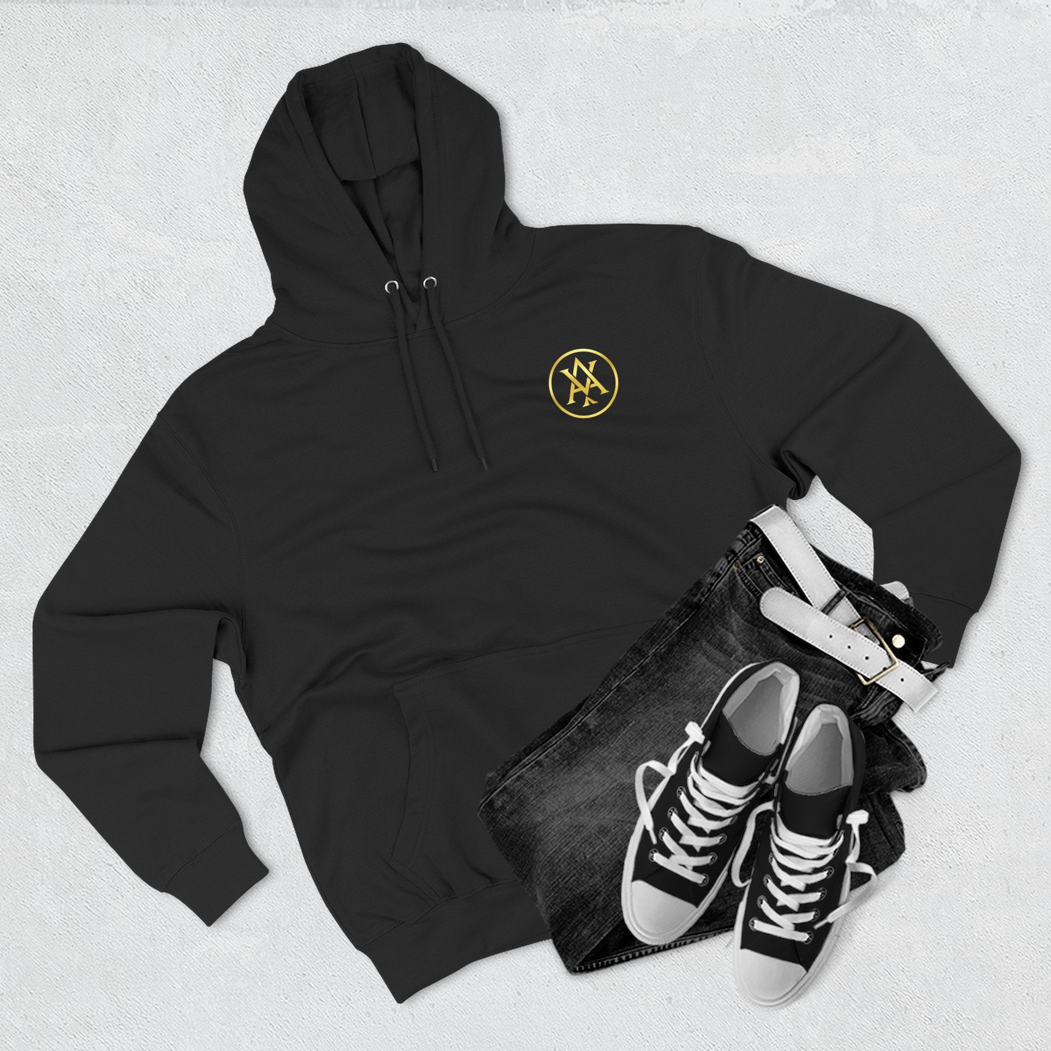 Copy of Gold Minimalist Monogram Logo Hoodie | Chest Emblem, Charcoal